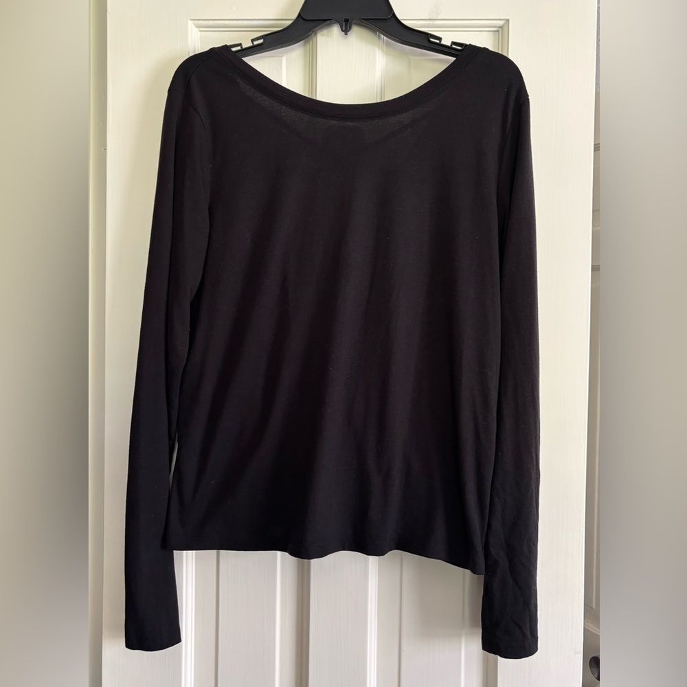 Tek Gear Black Long-Sleeve Active Top | Open Cross-Back Wrap | Medium